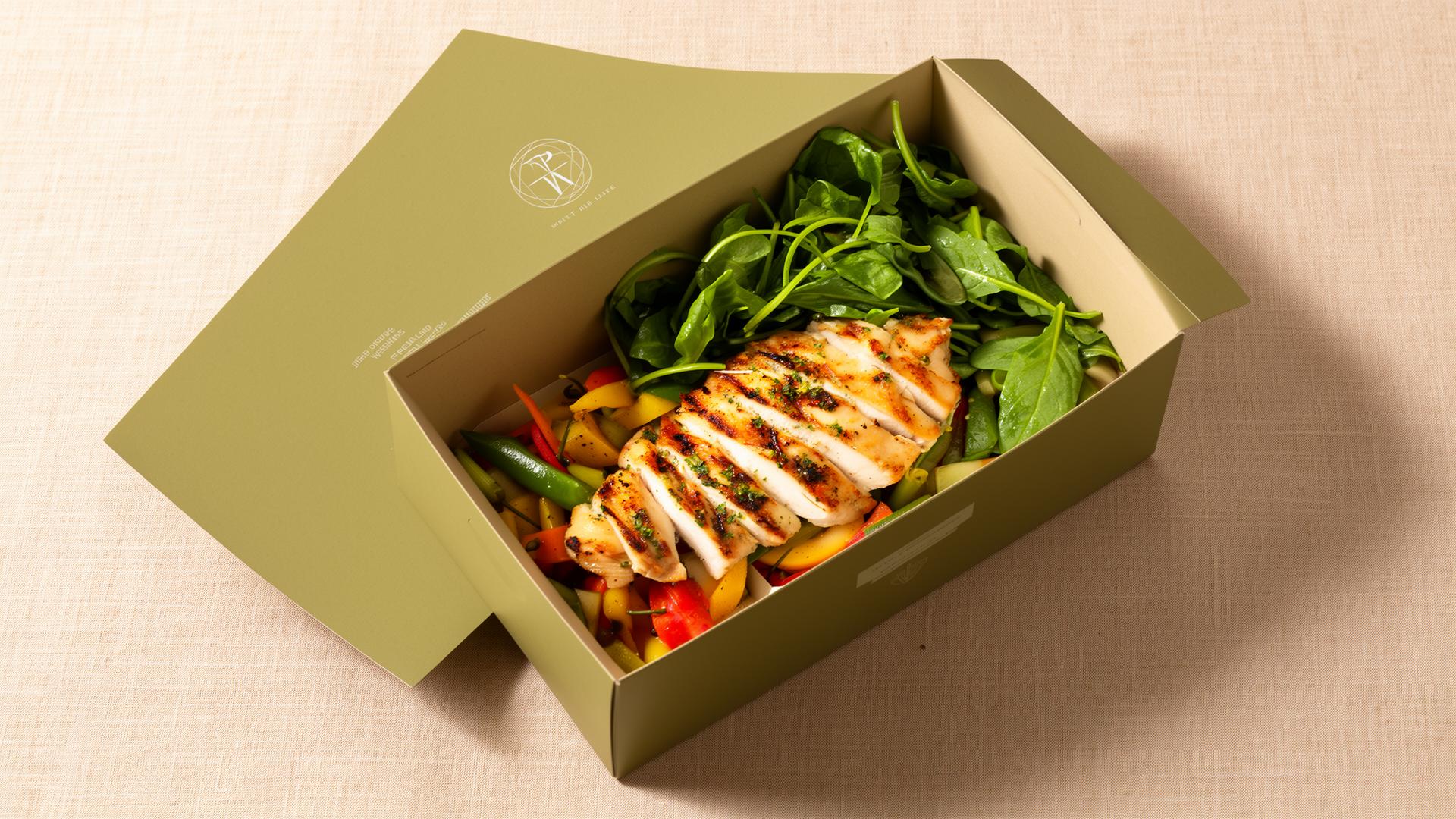 Comida saludable de InJoy en packaging elegante color oliva
